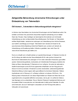 Positionspapier Einsatz von Telemedizin Chronic Diseases 2019