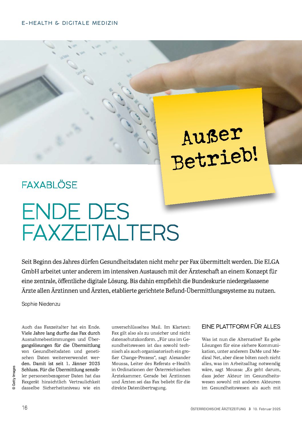 Ende des Faxzeitalters – Österreichische Ärztezeitung (ÖÄZ) – 10. Februar 2025