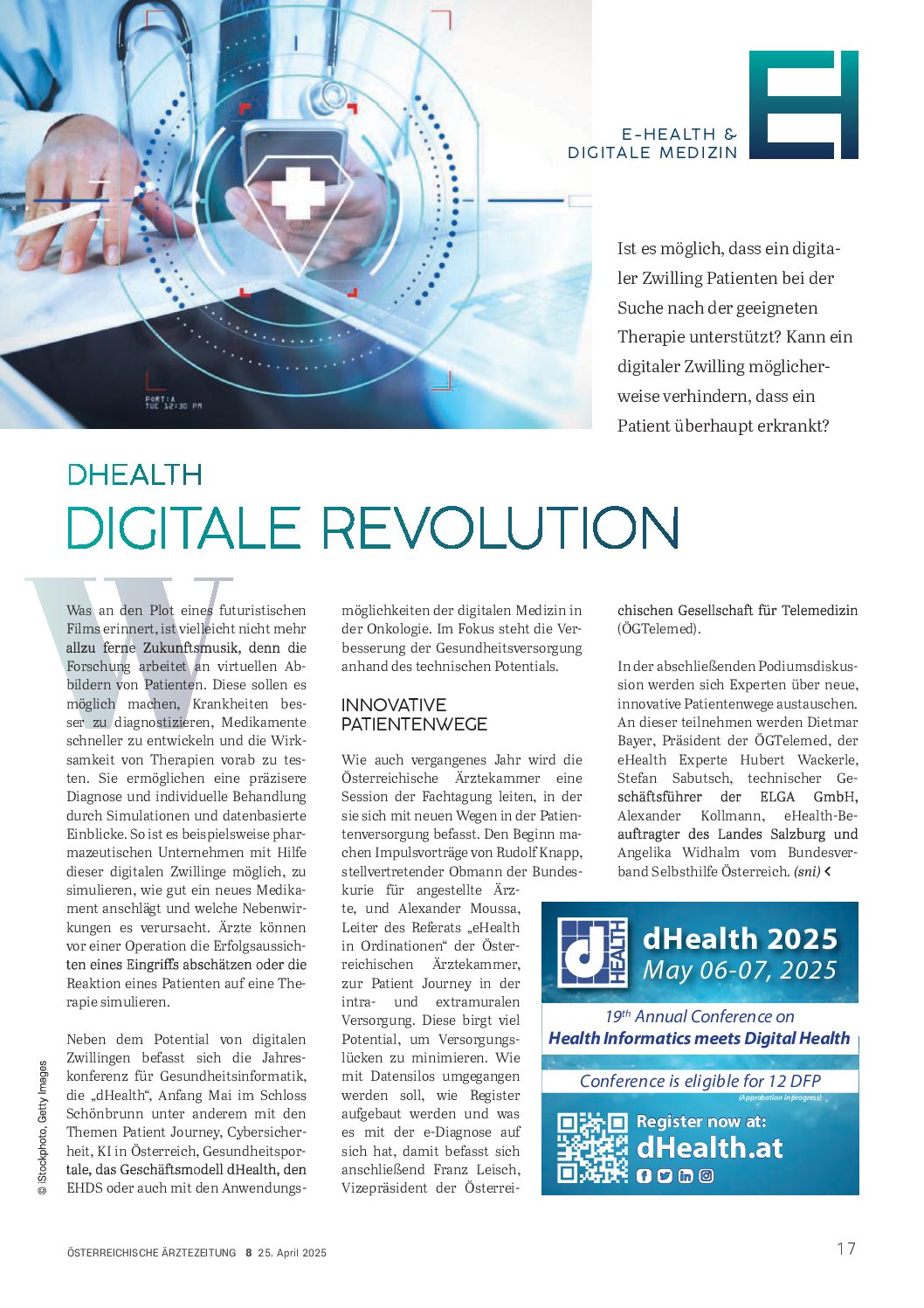 dHealth: Digitale Revolution – Österreichische Ärztezeitung (ÖÄZ) – 25. April 2025