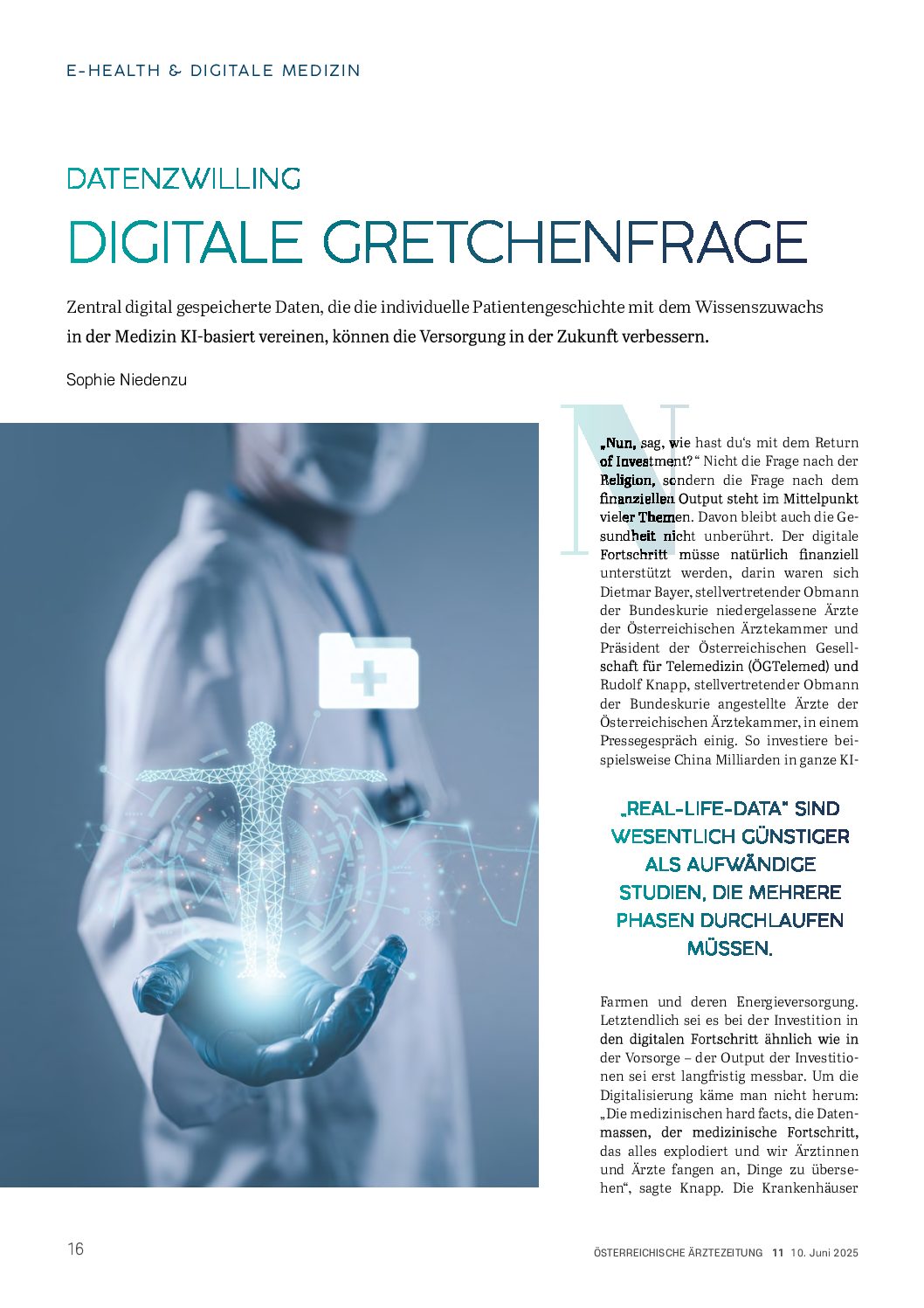 Datenzwilling: Digitale Gretchenfrage- Österreichische Ärztezeitung (ÖÄZ), 10.6.2025