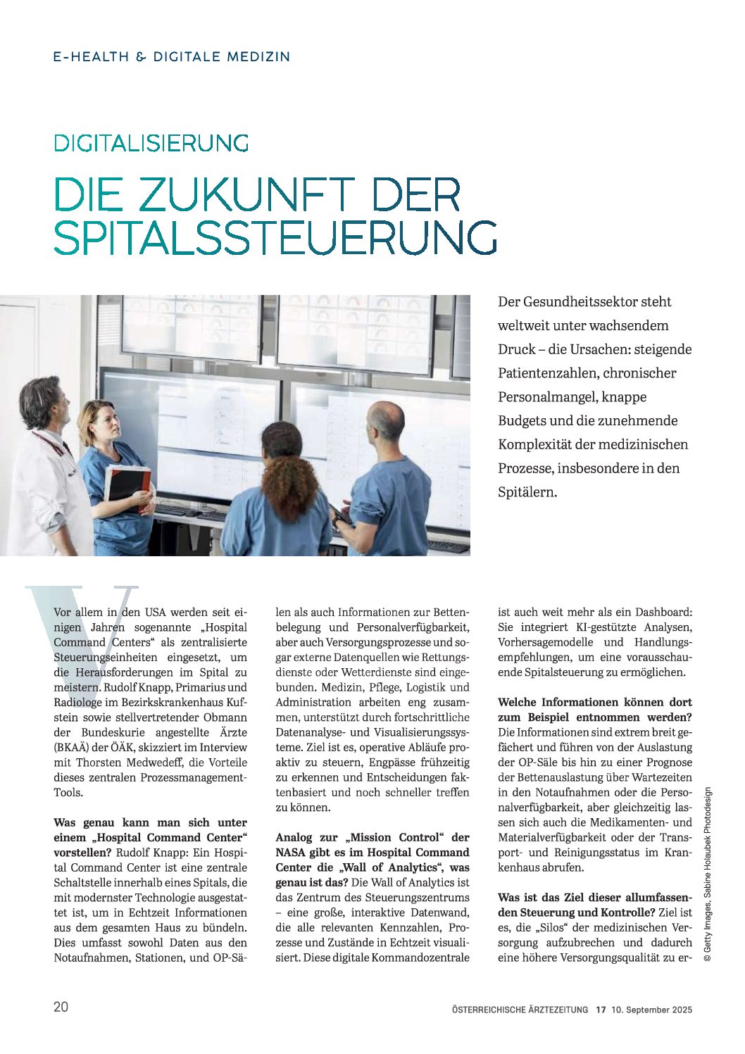 Die Zukunft der Spitalssteuerung – Österreichische Ärztezeitung (ÖÄZ), 10.9.2025