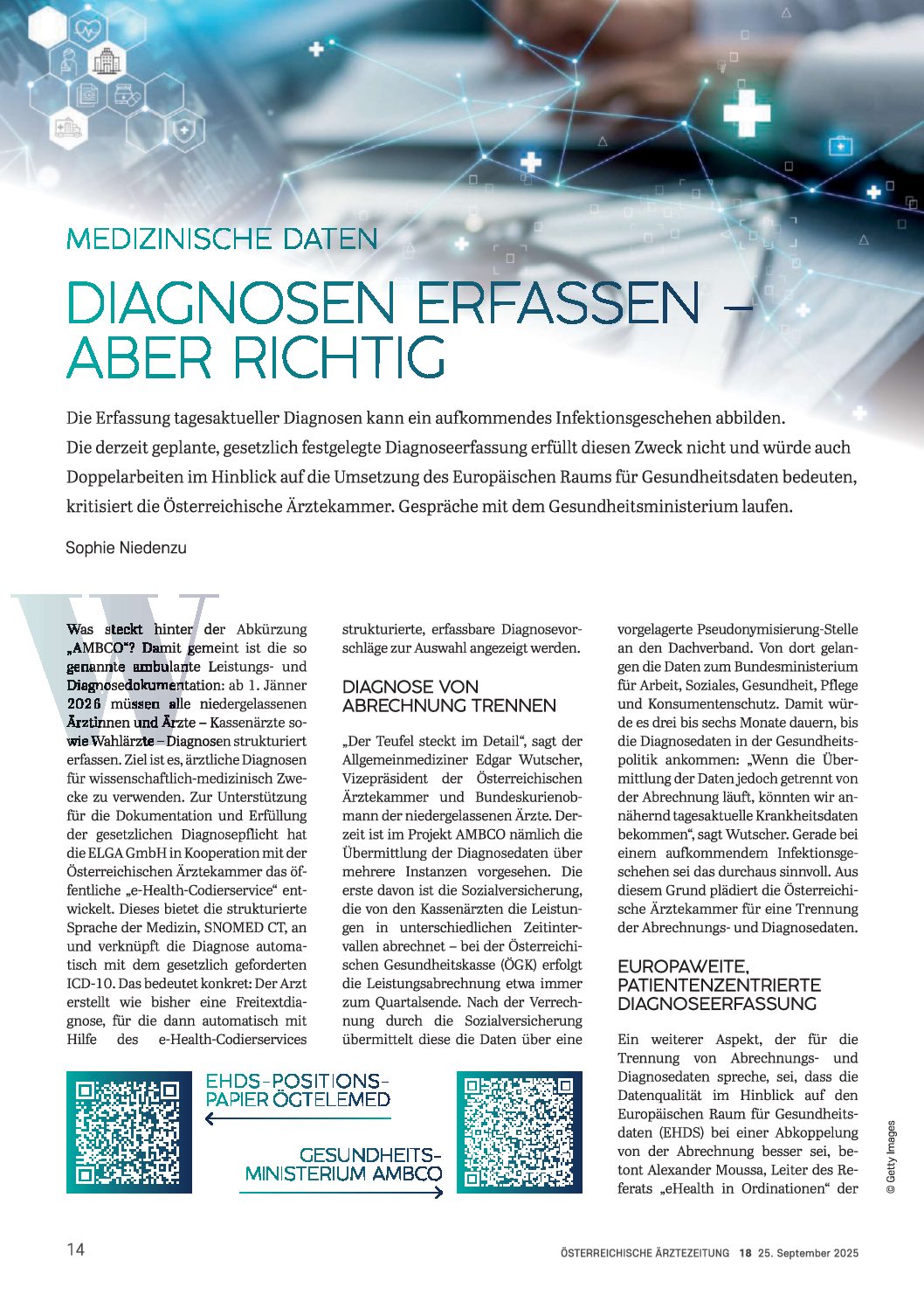 Diagnosen erfassen – aber richtig – Österreichische Ärztezeitung (ÖÄZ), 25.9.2025