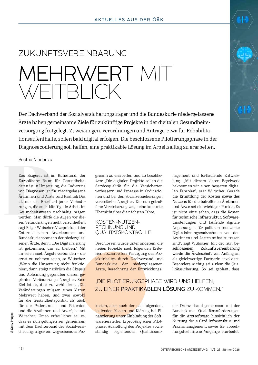 Zukunftsvereinbarung: Mehrwert mit Weitblick – Österreichische Ärztezeitung (ÖÄZ) – 25.1.2026