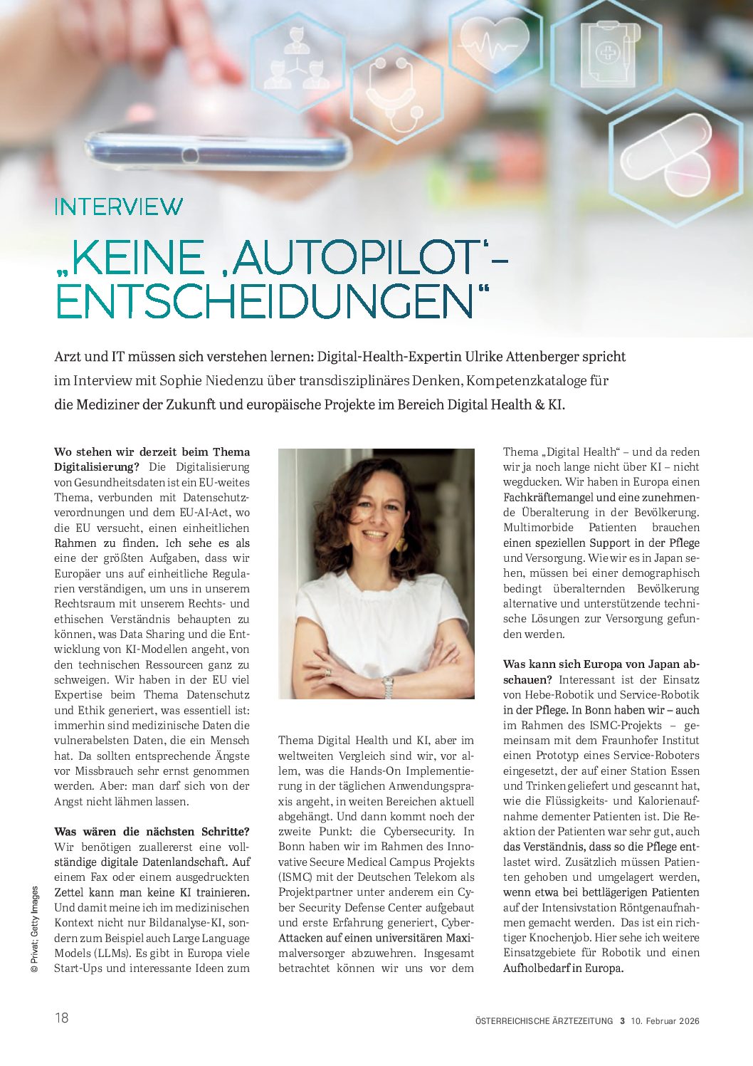 „Keine Autopilot-Entscheidungen“: Interview mit Digital-Health-Expertin Ulrike Attenberger – Österreichische Ärztezeitung (ÖÄZ) – 10.2.2026