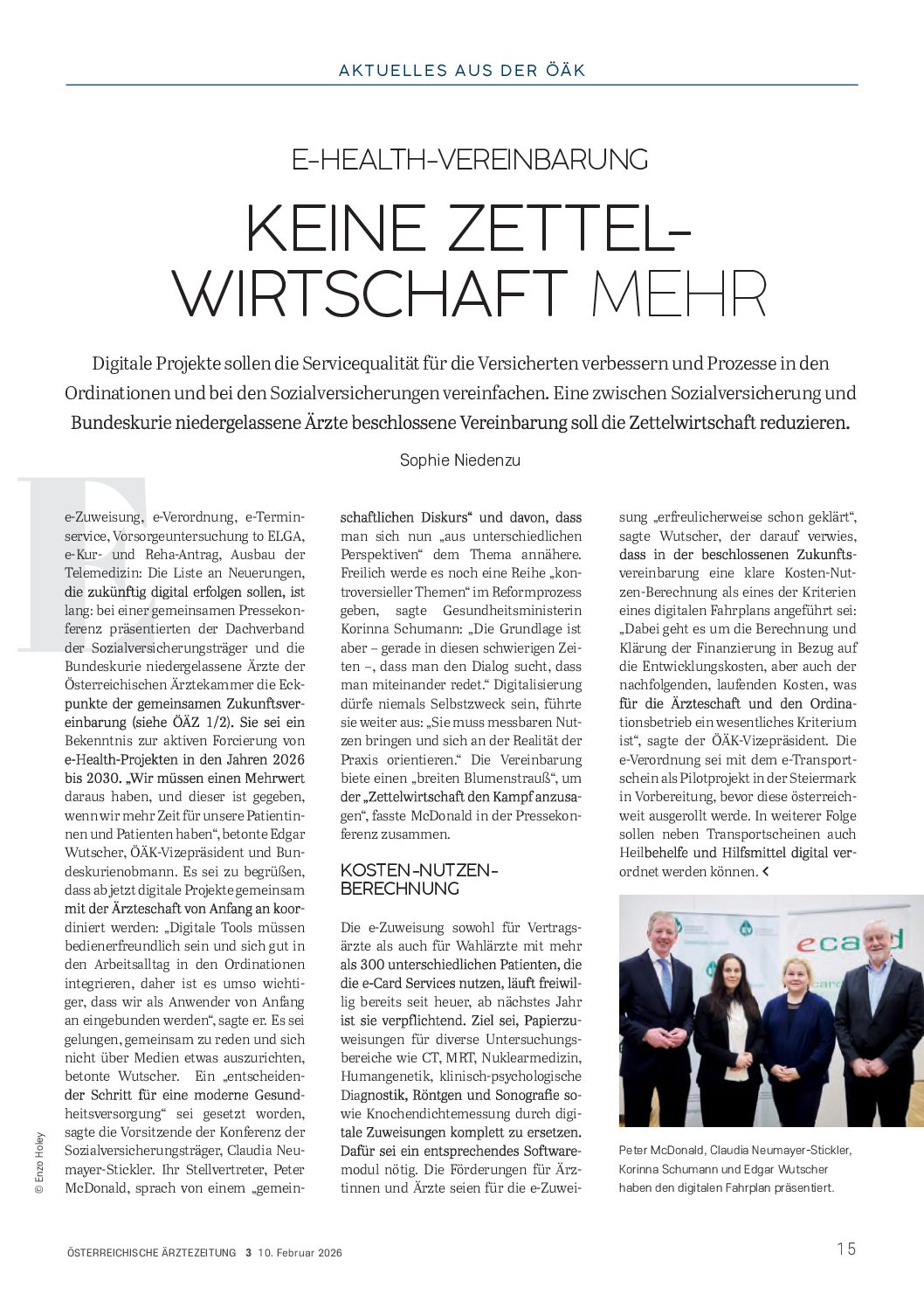e-Health-Vereinbarung: Keine Zettelwirtschaft mehr – Österreichische Ärztezeitung (ÖÄZ) – 10.2.2026