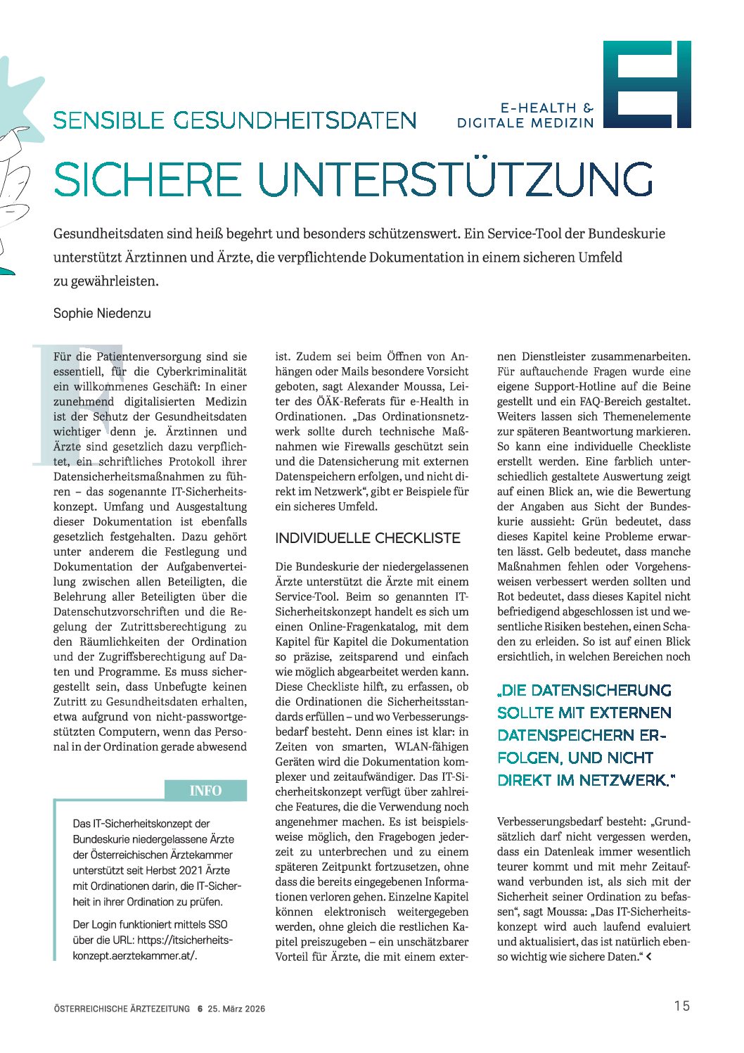 Sensible Gesundheitsdaten: Sichere Unterstützung – Österreichische Ärztezeitung (ÖÄZ) – 25.3.2026
